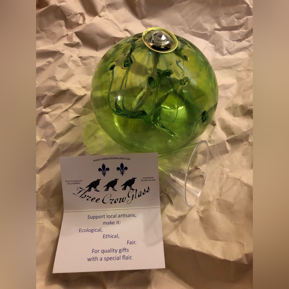 Hand blown glass oil lamp